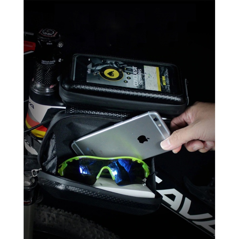 Voděodolné pouzdro WILD MAN ES6 Bicycle Frame Mobile Phone Bag 7inch, černá