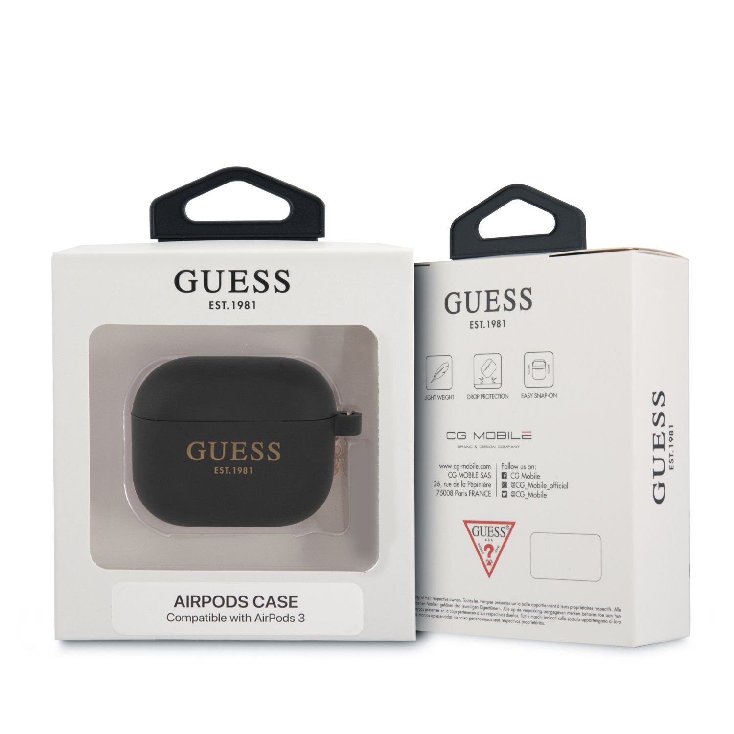 Silikonové pouzdro Guess 4G Charms pro Airpods 3, černá (obrázek 3)
