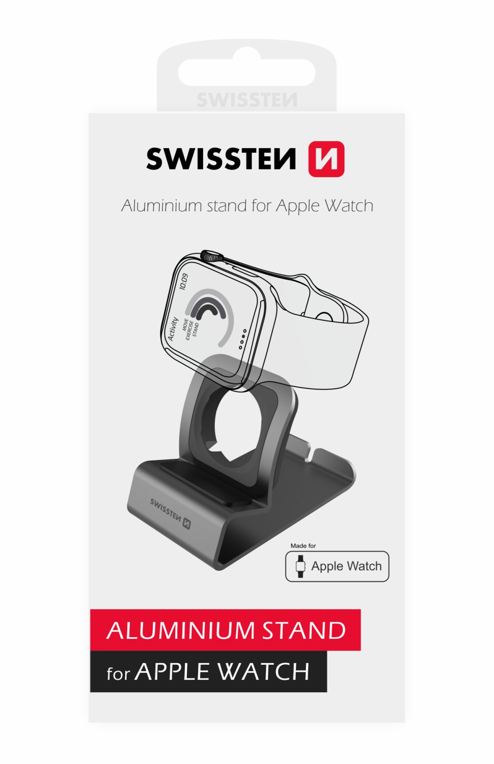 Hliníkový stojánek Swissten pro Apple Watch, šedá
