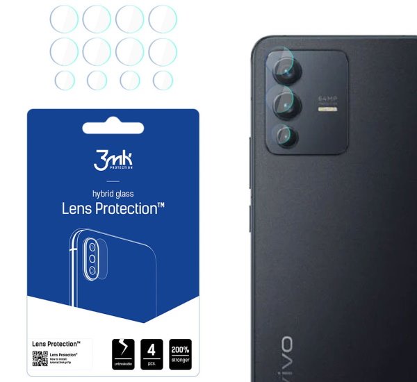Hybridní sklo 3mk Lens ochrana kamery pro Vivo V23 5G (4ks)