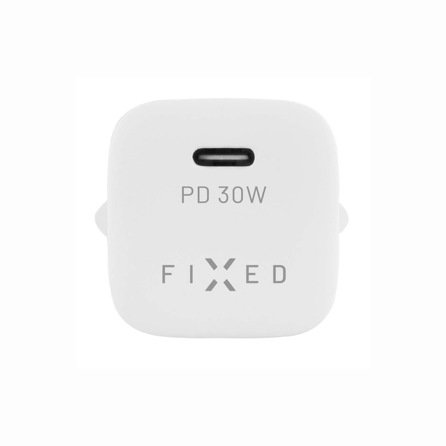 Síťová nabíječka FIXED Mini s USB-C výstupem a podporou PD, 30W, bílá
