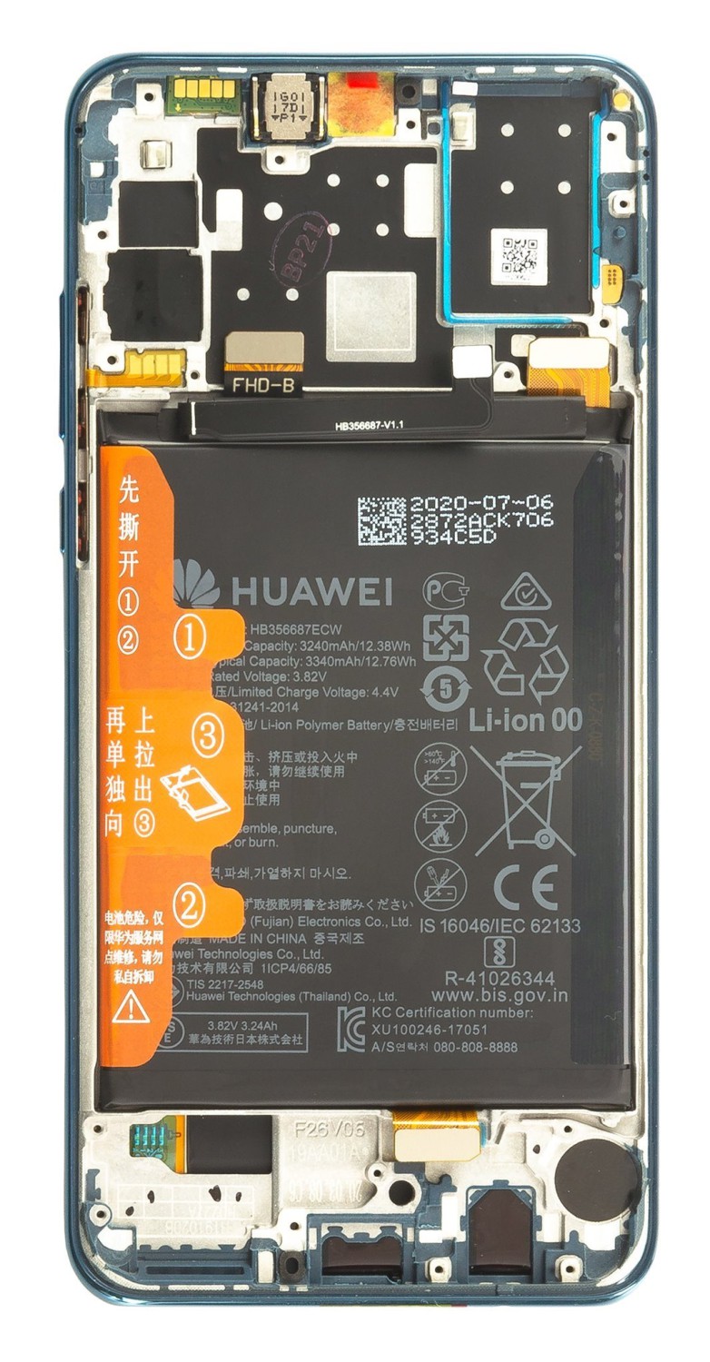 LCD + dotyk + přední kryt + baterie pro Huawei P30 Lite (pro 48MP foto), breathing crystal ( Service Pack )