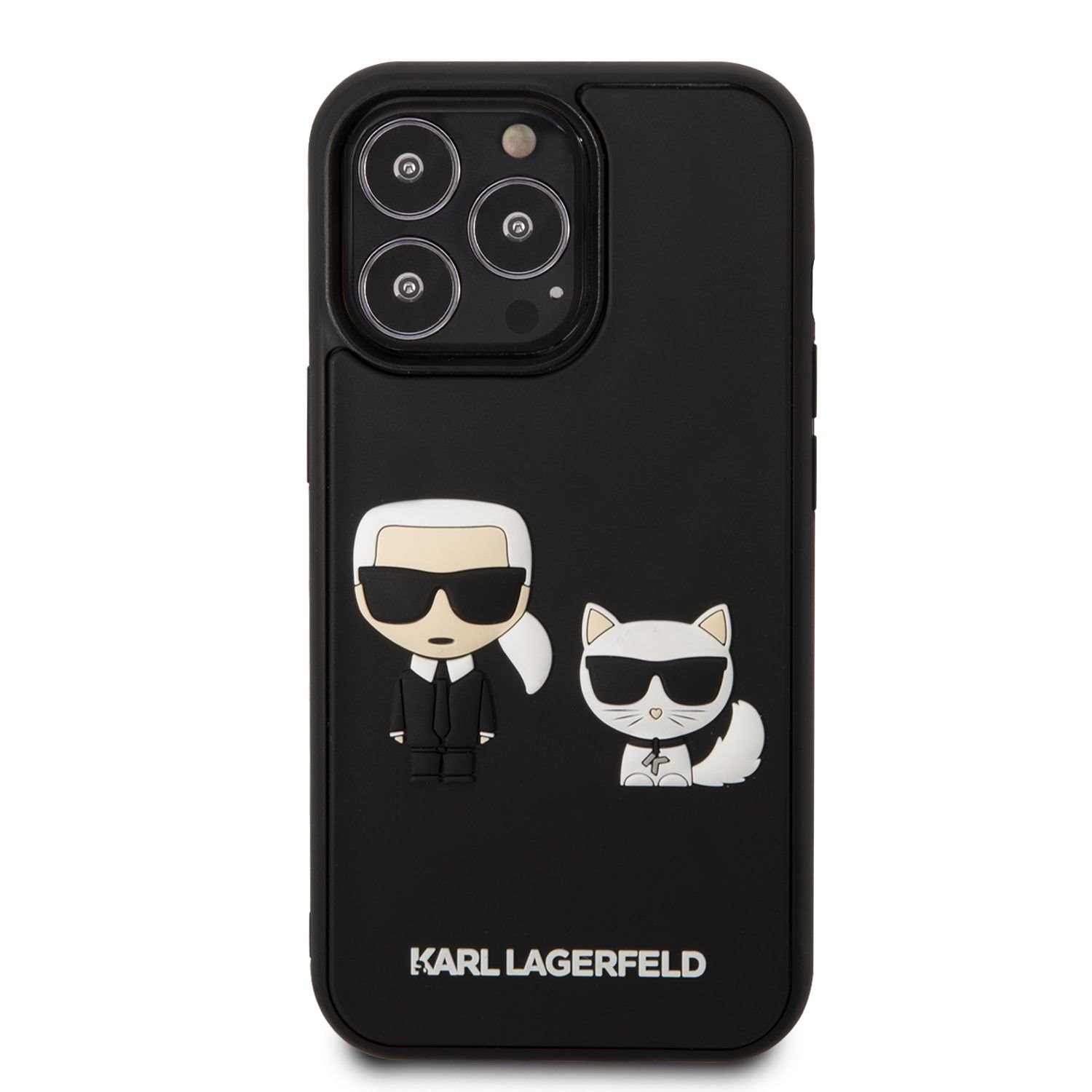 Zadní kryt Karl Lagerfeld and Choupette 3D pro Apple iPhone 13 Pro Max, černá