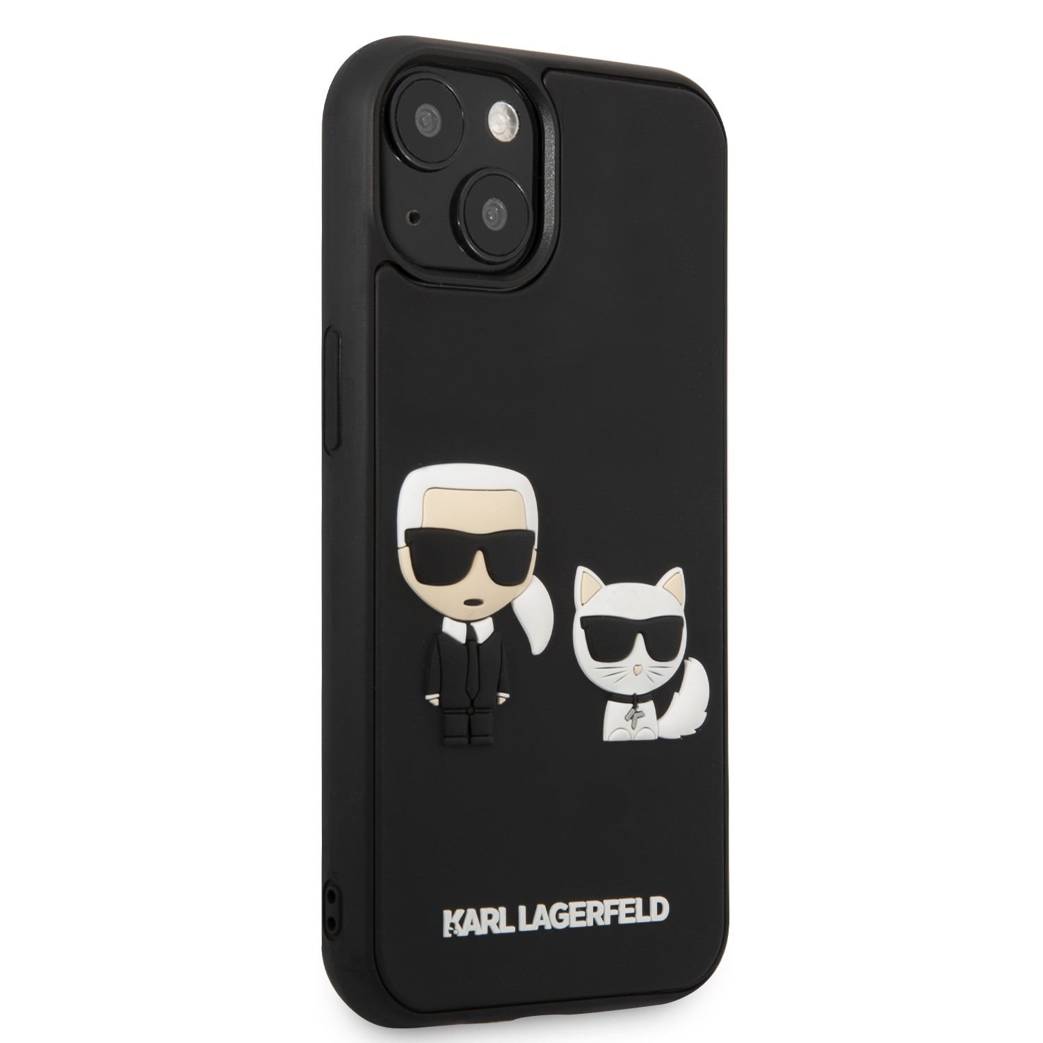 Zadní kryt Karl Lagerfeld and Choupette 3D pro Apple iPhone 13, černá