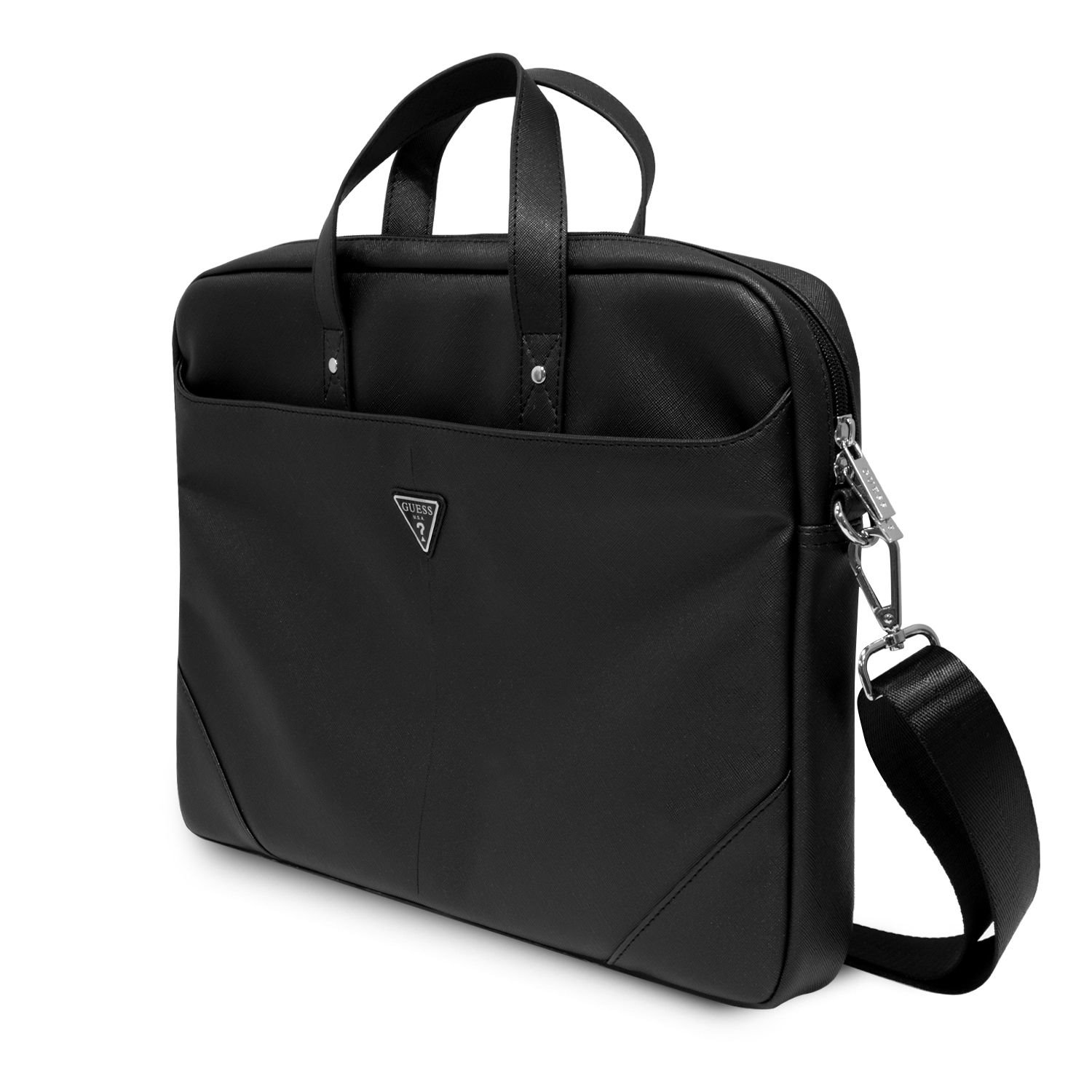 Brašna Guess Saffiano Triangle Logo Computer Bag 15/16", černá