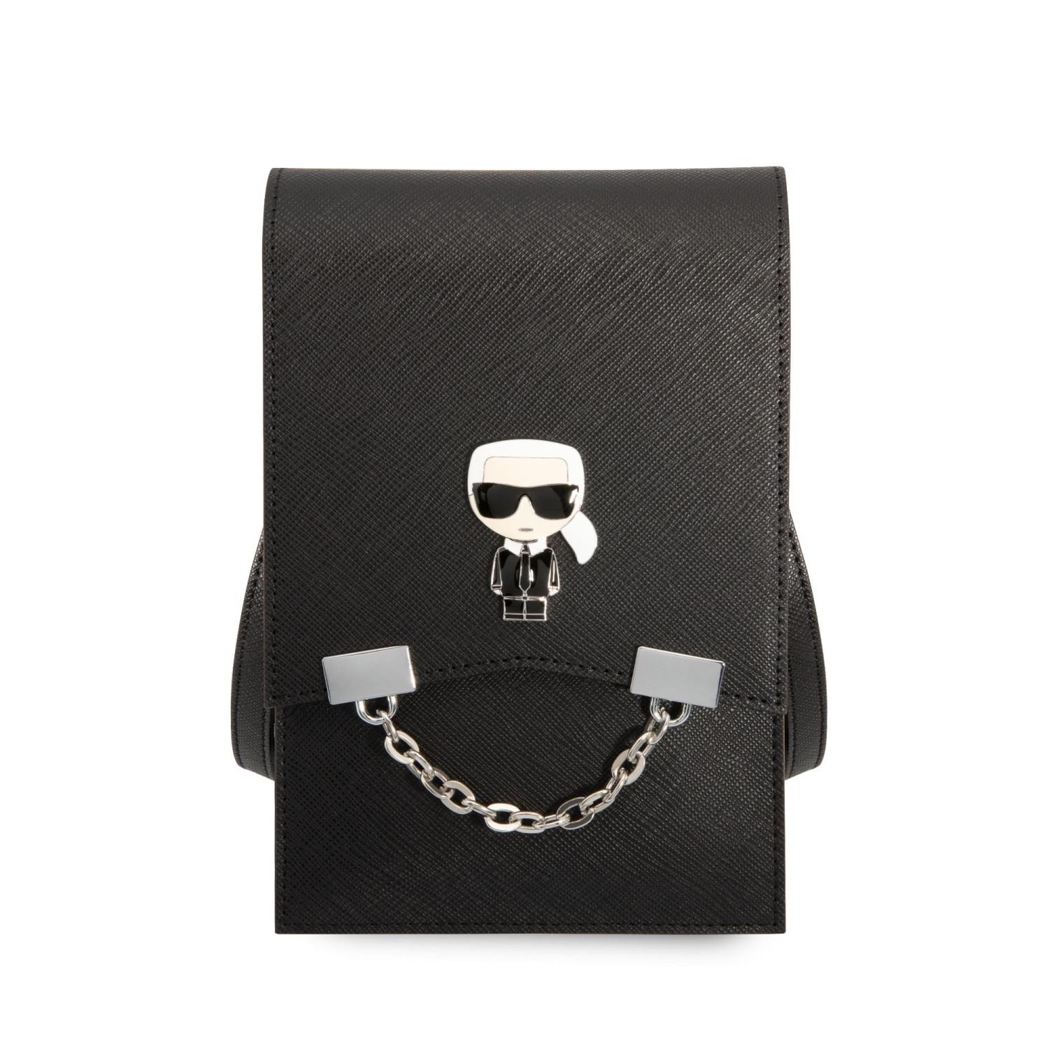 Taška Karl Lagerfeld Saffiano Metal Ikonik Wallet Phone Bag, černá