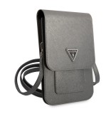 Taška Guess PU Saffiano Triangle Logo Phone Bag, šedá