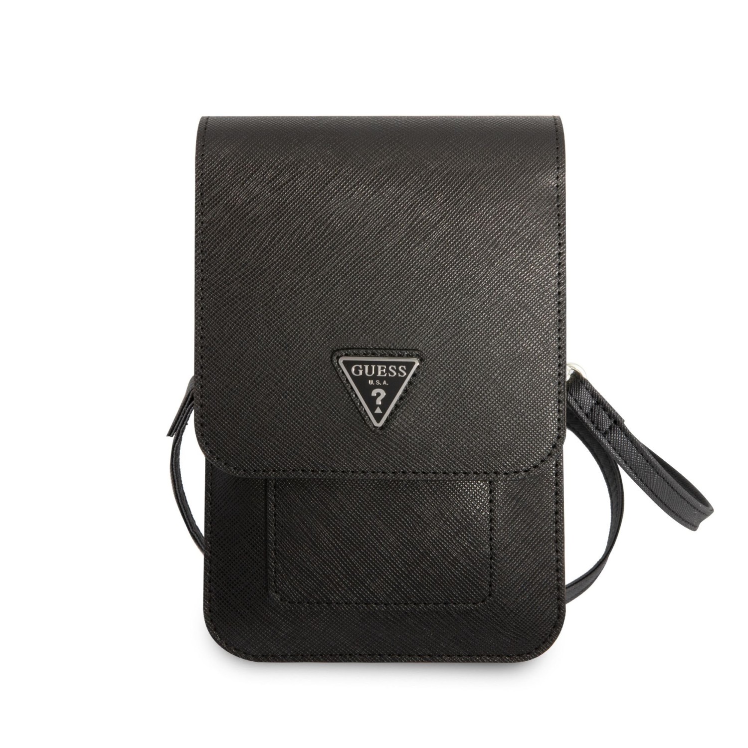Levně Taška Guess PU Saffiano Triangle Logo Phone Bag, černá