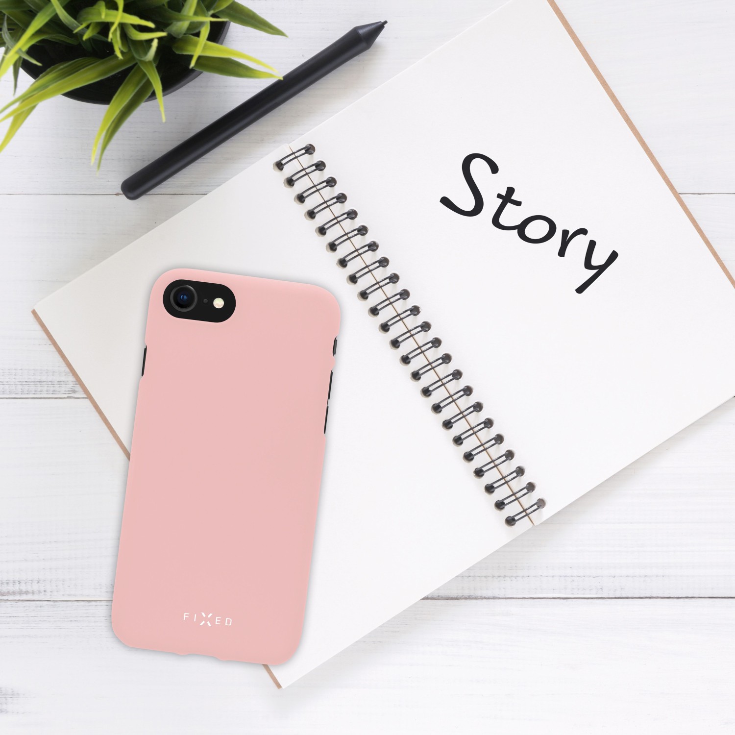 Zadní pogumovaný kryt FIXED Story pro Apple iPhone 14 Pro, růžová