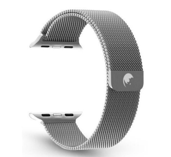 Kovový řemínek Milánský tah RhinoTech pro Apple Watch 42 / 44 / 45mm, stříbrná