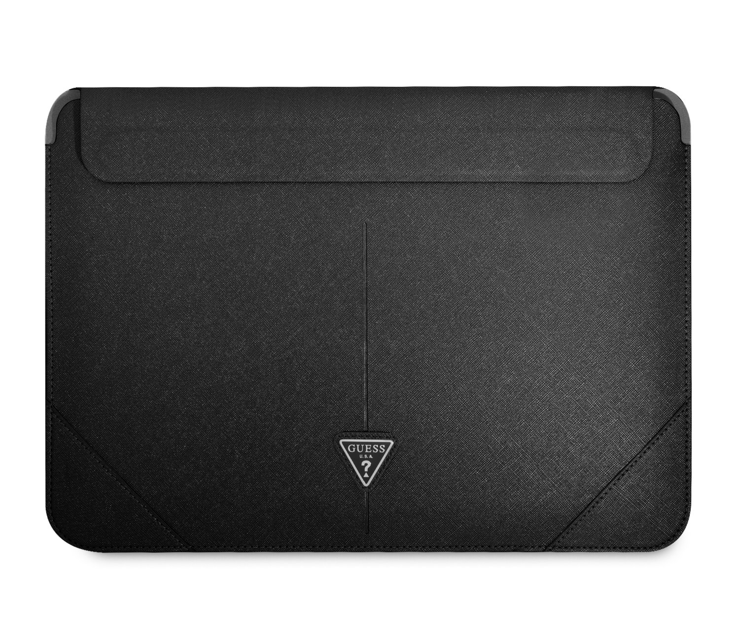 Levně Pouzdro Guess Saffiano Triangle Metal Logo Computer Sleeve 16", černá