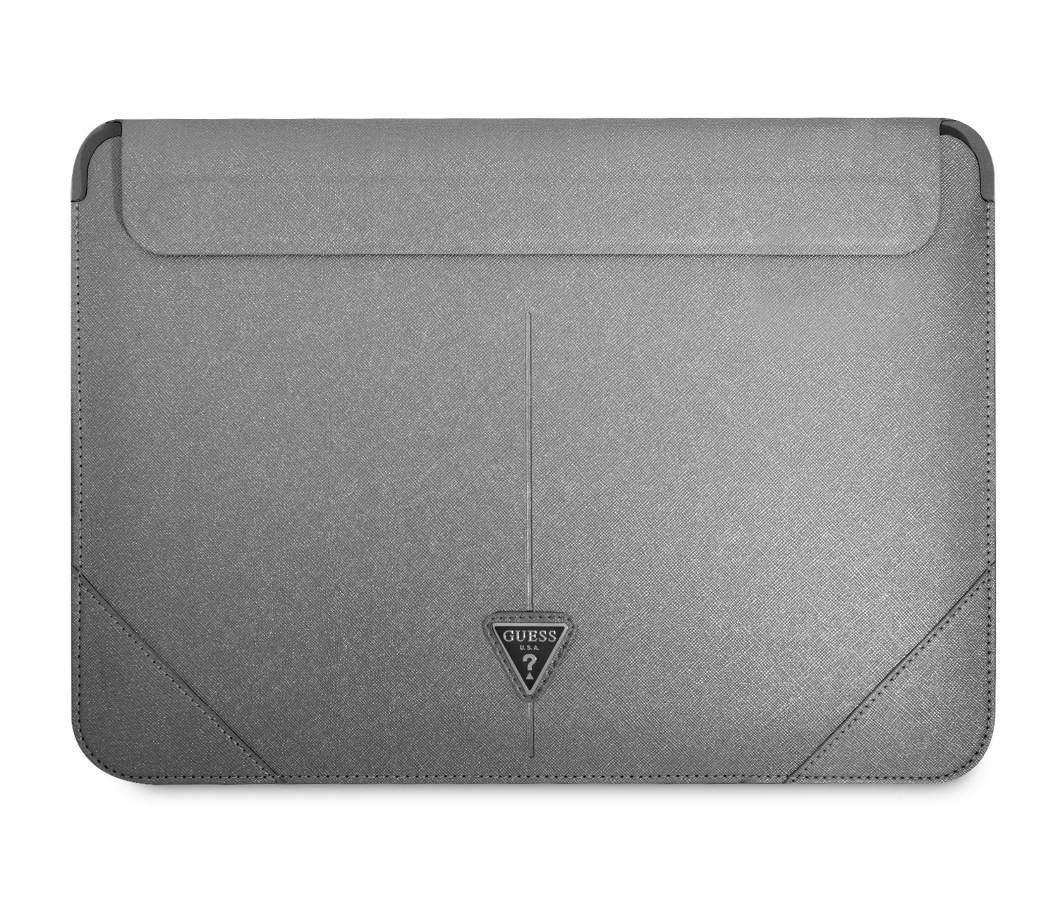 Levně Pouzdro Guess Saffiano Triangle Metal Logo Computer Sleeve 13/14", stříbrná