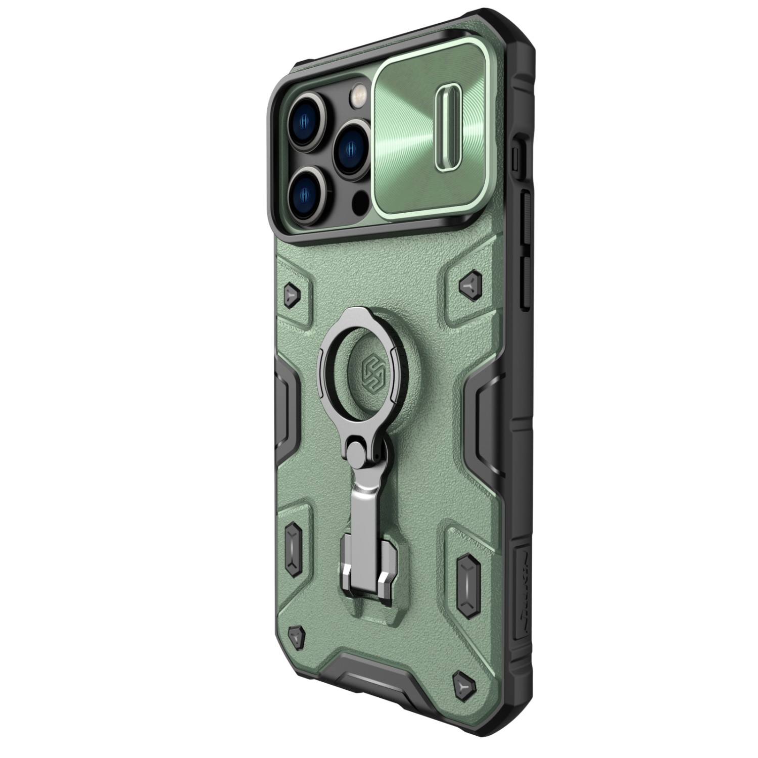 Levně Zadní kryt Nillkin CamShield Armor PRO pro Apple iPhone 14 Pro Max, tmavě zelená