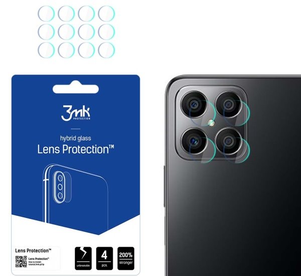 Levně Hybridní sklo 3mk Lens ochrana kamery pro Honor X8 5G (4ks)