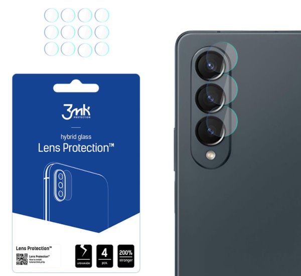 Levně Hybridní sklo 3mk Lens ochrana kamery pro Samsung Galaxy Z Fold4 (4ks)