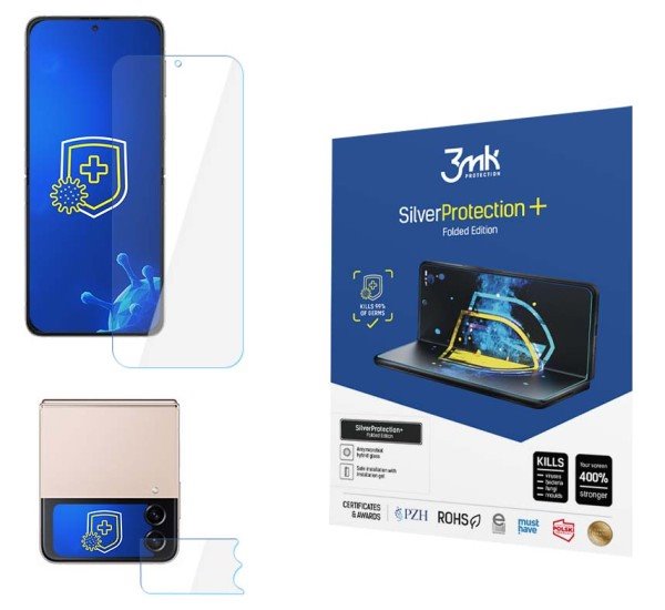 Ochranná antimikrobiální 3mk folie SilverProtection+ FE pro Samsung Galaxy Z Flip4 (vnější + vnitřní) (vnější + vnitřní)