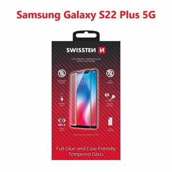 Levně Tvrzené sklo Swissten Full Glue, Color Frame, Case Friendly pro Samsung Galaxy S22 Plus 5G, černá