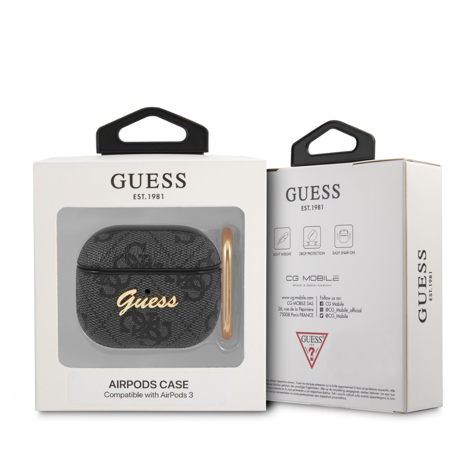 Pouzdro Guess 4G Script PC/PU pro Airpods 3, šedá