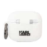 Silikonové pouzdro Karl Lagerfeld and Choupette pro Airpods 3, bílá