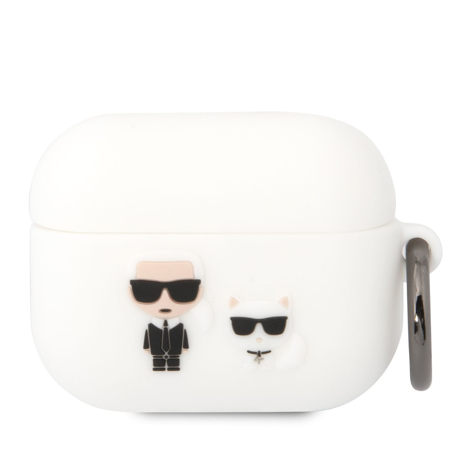 Levně Silikonové pouzdro Karl Lagerfeld and Choupette pro Airpods Pro, bílá