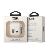Silikonové pouzdro Karl Lagerfeld and Choupette pro Airpods 1/2, bílá