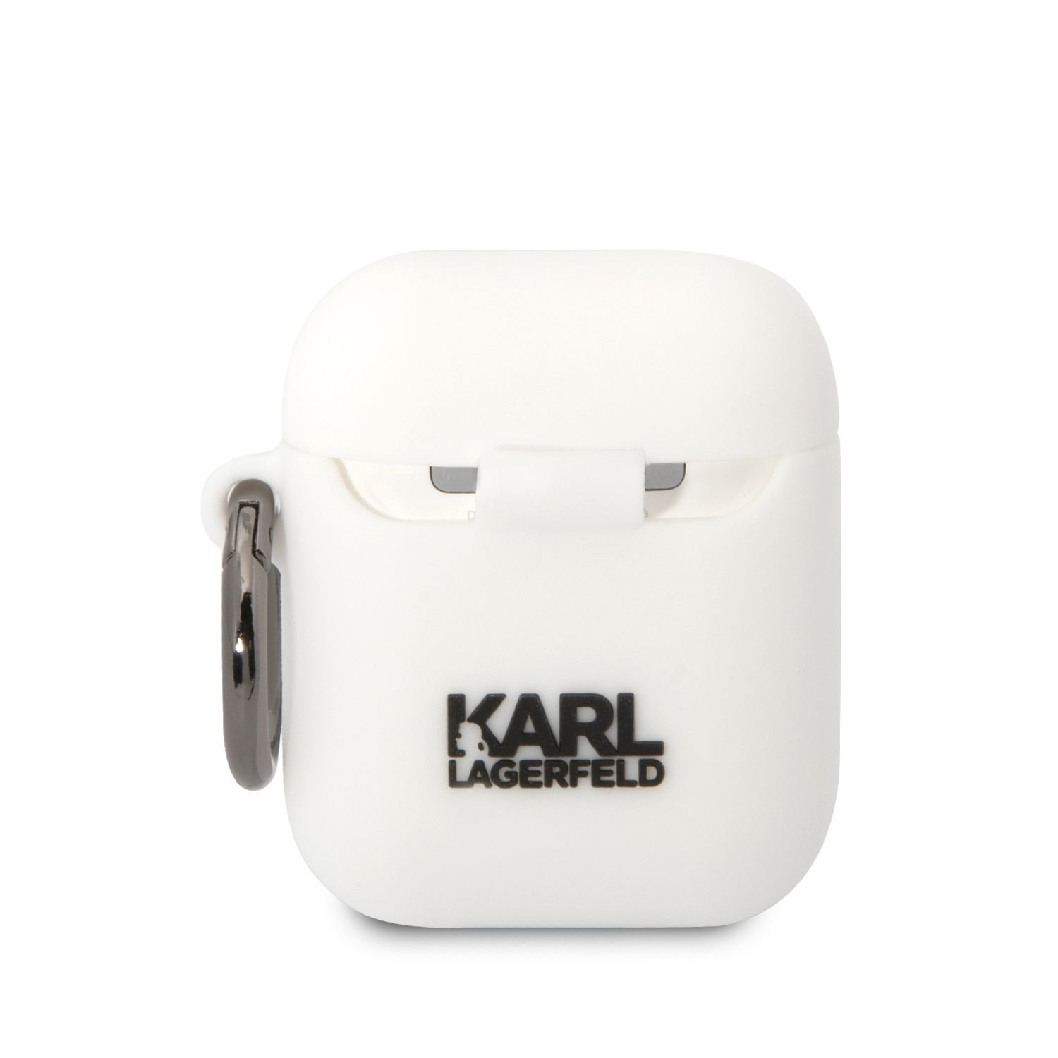 Silikonové pouzdro Karl Lagerfeld and Choupette pro Airpods 1/2, bílá