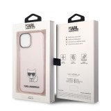 Zadní kryt Karl Lagerfeld Choupette Logo pro Apple iPhone 14, růžová
