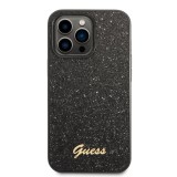Zadní kryt Guess PC/TPU Glitter Flakes Metal Logo pro Apple iPhone 14 Pro Max, černá