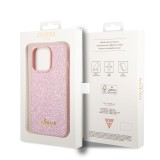 Zadní kryt Guess PC/TPU Glitter Flakes Metal Logo pro Apple iPhone 14 Pro Max, růžová