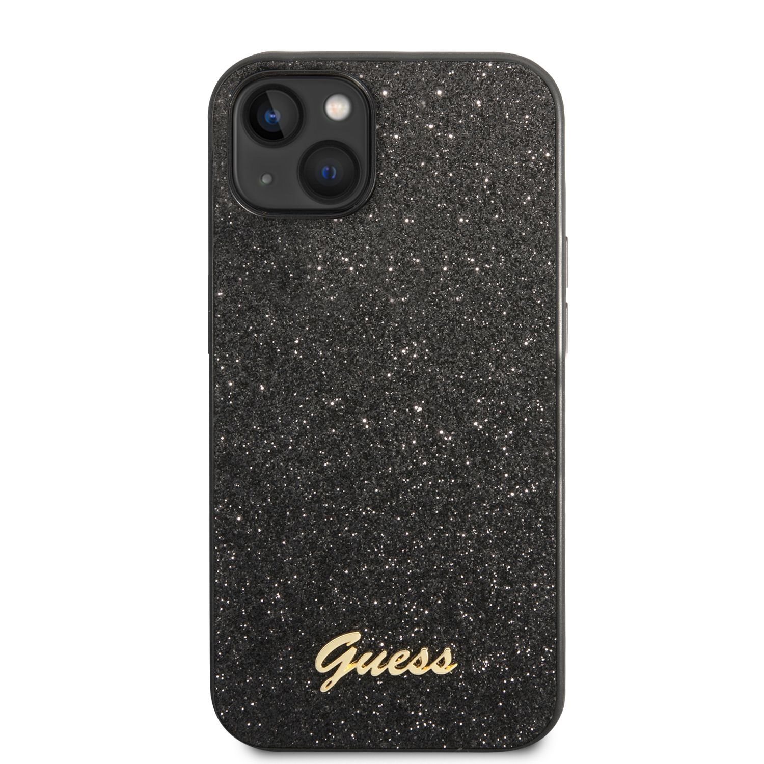 Zadní kryt Guess PC/TPU Glitter Flakes Metal Logo pro Apple iPhone 14 Plus, černá