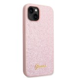 Zadní kryt Guess PC/TPU Glitter Flakes Metal Logo pro Apple iPhone 14 Plus, růžová