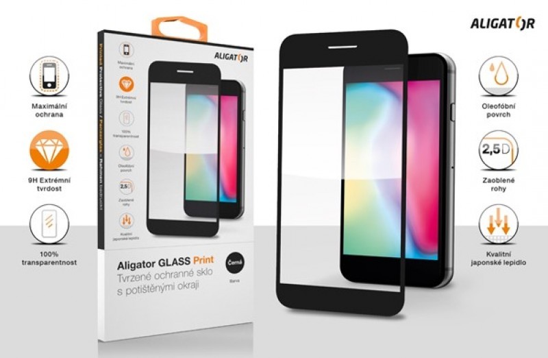 Ochranné tvrzené sklo ALIGATOR PRINT pro Apple iPhone 14 Pro Max, černá