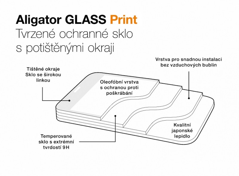 Ochranné tvrzené sklo GLASS PRINT Honor X8, černá
