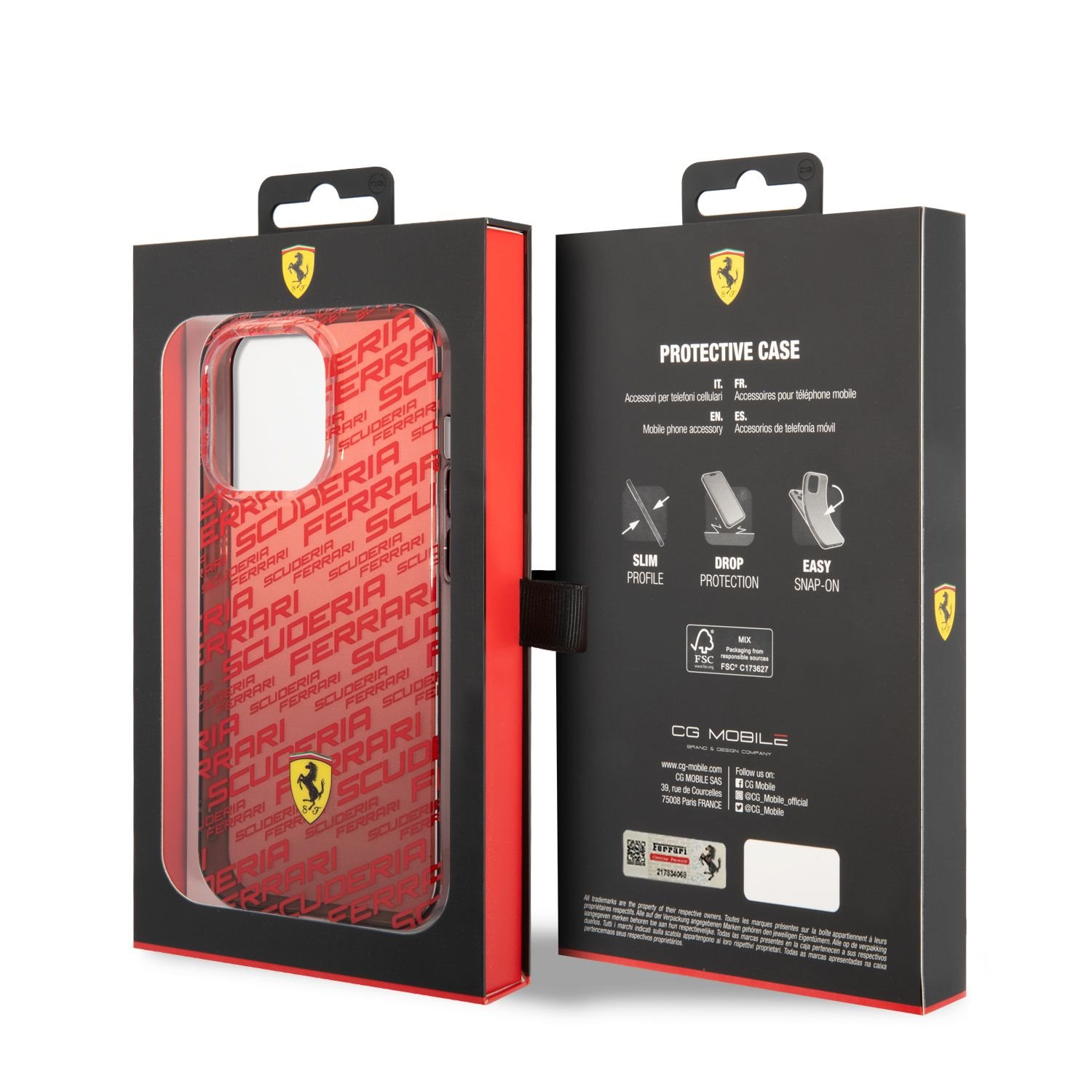 Zadní kryt Ferrari Gradient Allover pro Apple iPhone 14 Pro, červená