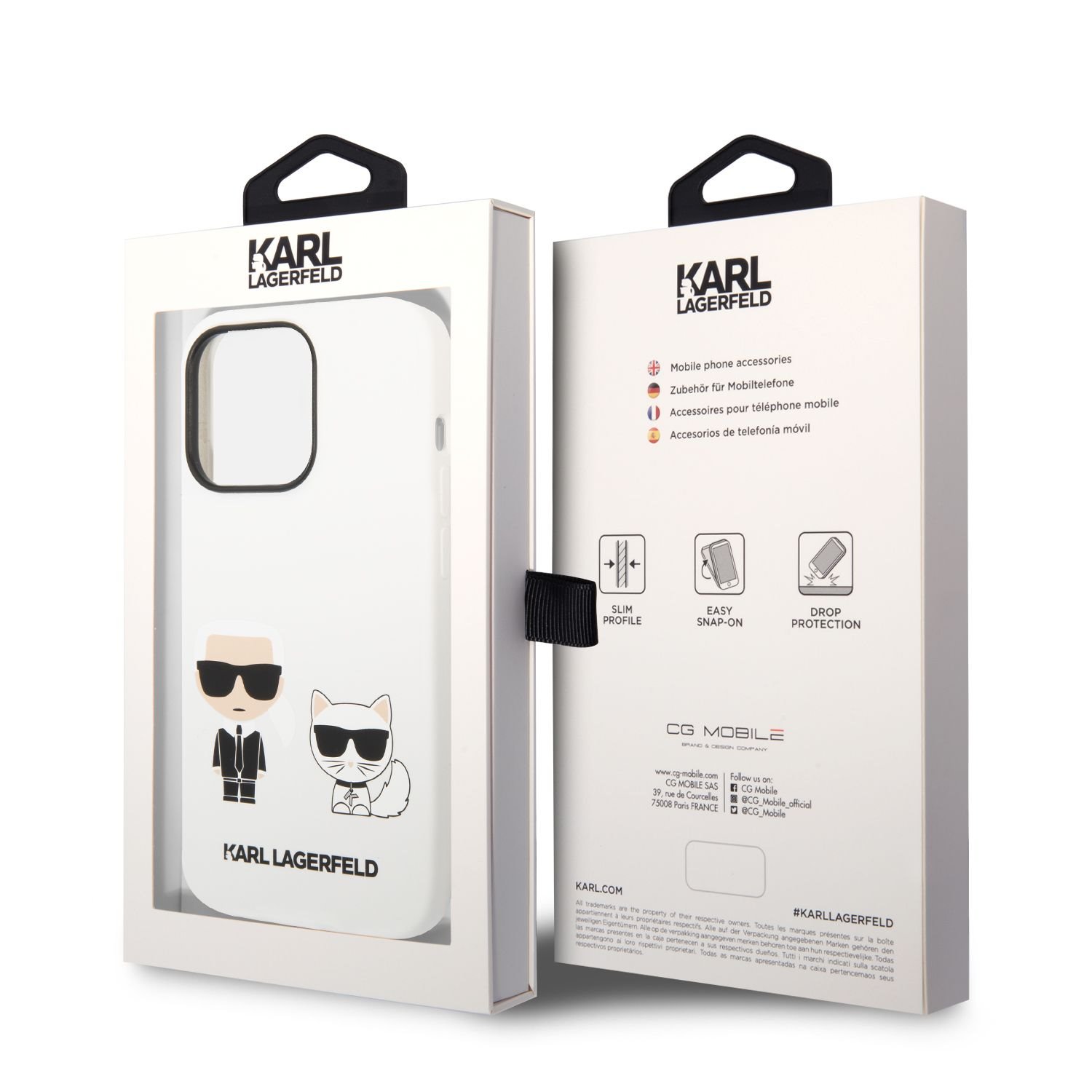 Silikonové pouzdro Karl Lagerfeld and Choupette Liquid Silicone pro Apple iPhone 14 Pro Max, bílá