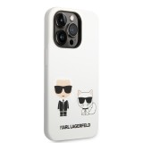 Silikonové pouzdro Karl Lagerfeld and Choupette Liquid Silicone pro Apple iPhone 14 Pro, bílá