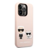 Silikonové pouzdro Karl Lagerfeld and Choupette Liquid Silicone pro Apple iPhone 14 Pro Max, růžová