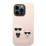 Silikonové pouzdro Karl Lagerfeld and Choupette Liquid Silicone pro Apple iPhone 14 Pro, růžová