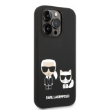 Silikonové pouzdro Karl Lagerfeld and Choupette Liquid Silicone pro Apple iPhone 14 Pro Max, černá