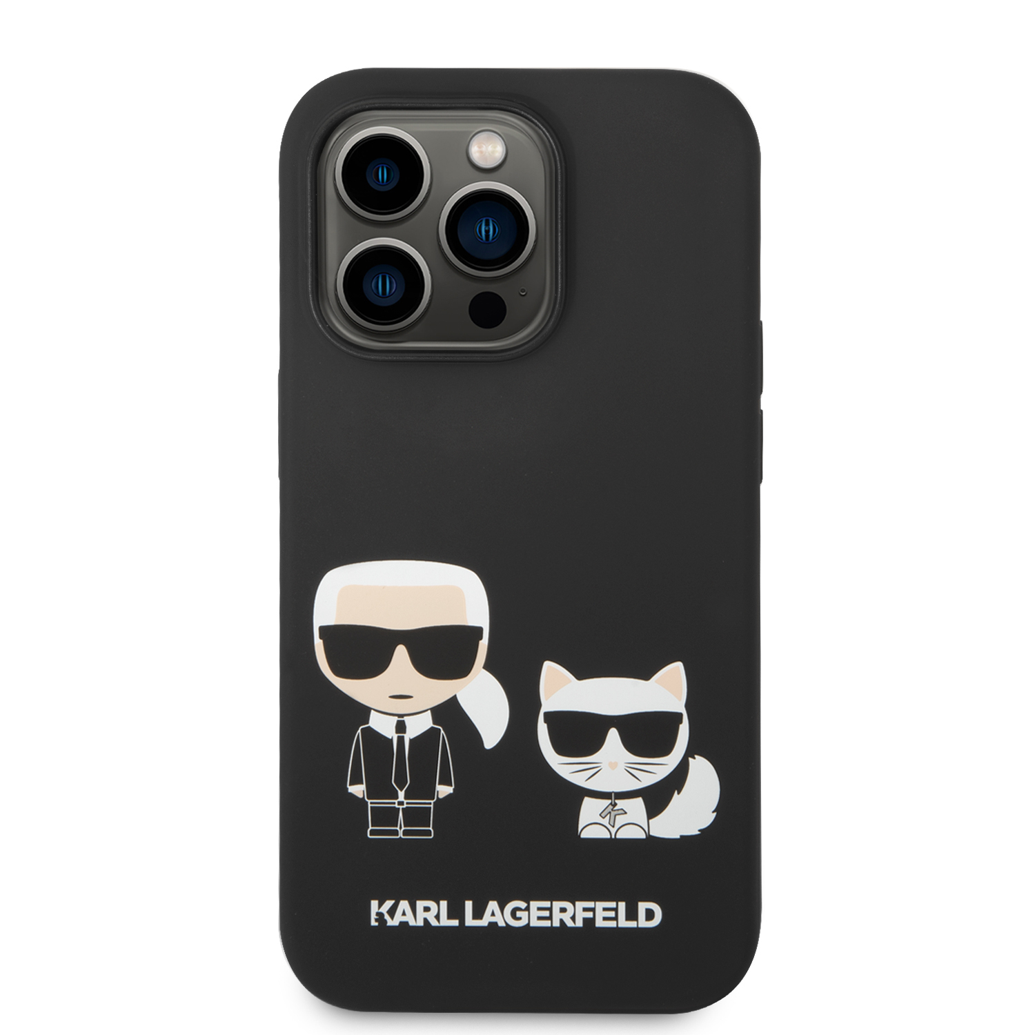 Levně Silikonové pouzdro Karl Lagerfeld and Choupette Liquid Silicone pro Apple iPhone 14 Pro, černá