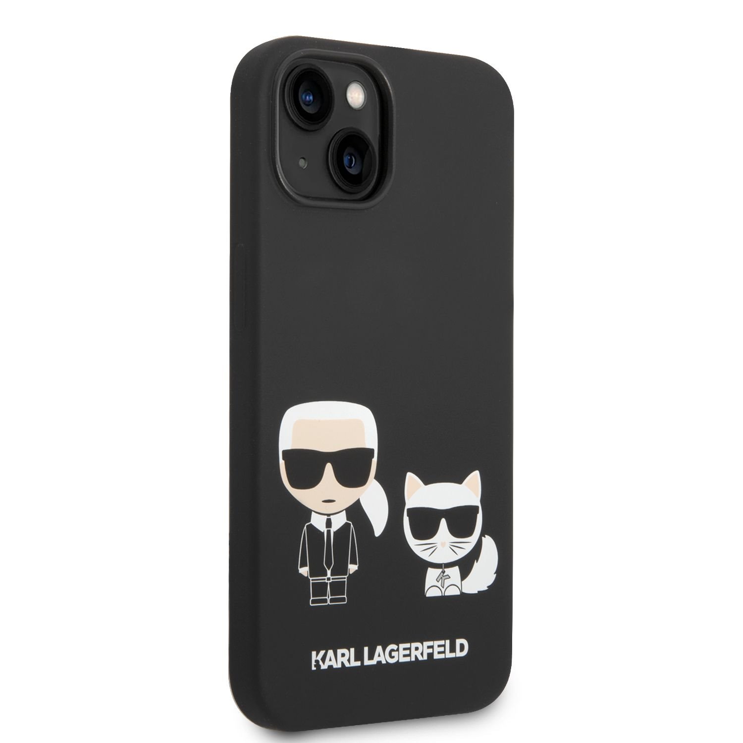 Silikonové pouzdro Karl Lagerfeld and Choupette Liquid Silicone pro Apple iPhone 14, černá