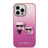Zadní Kryt Karl Lagerfeld Gradient Karl and Choupette pro Apple iPhone 14 Pro Max, růžová