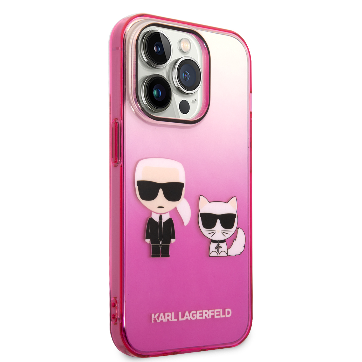 Zadní Kryt Karl Lagerfeld Gradient Karl and Choupette pro Apple iPhone 14 Pro, růžová