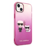 Zadní Kryt Karl Lagerfeld Gradient Karl and Choupette pro Apple iPhone 14 Plus, růžová