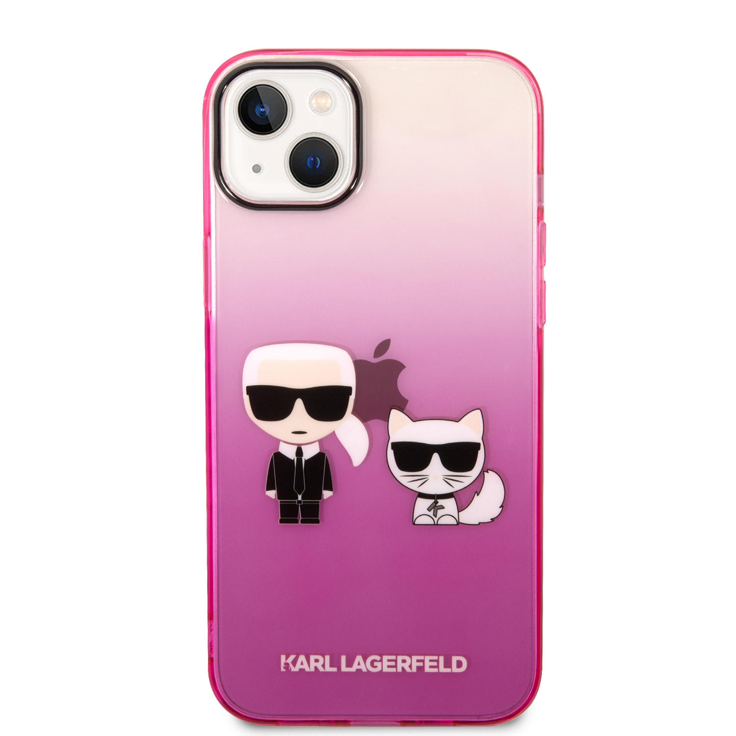 Levně Zadní Kryt Karl Lagerfeld Gradient Karl and Choupette pro Apple iPhone 14 Plus, růžová
