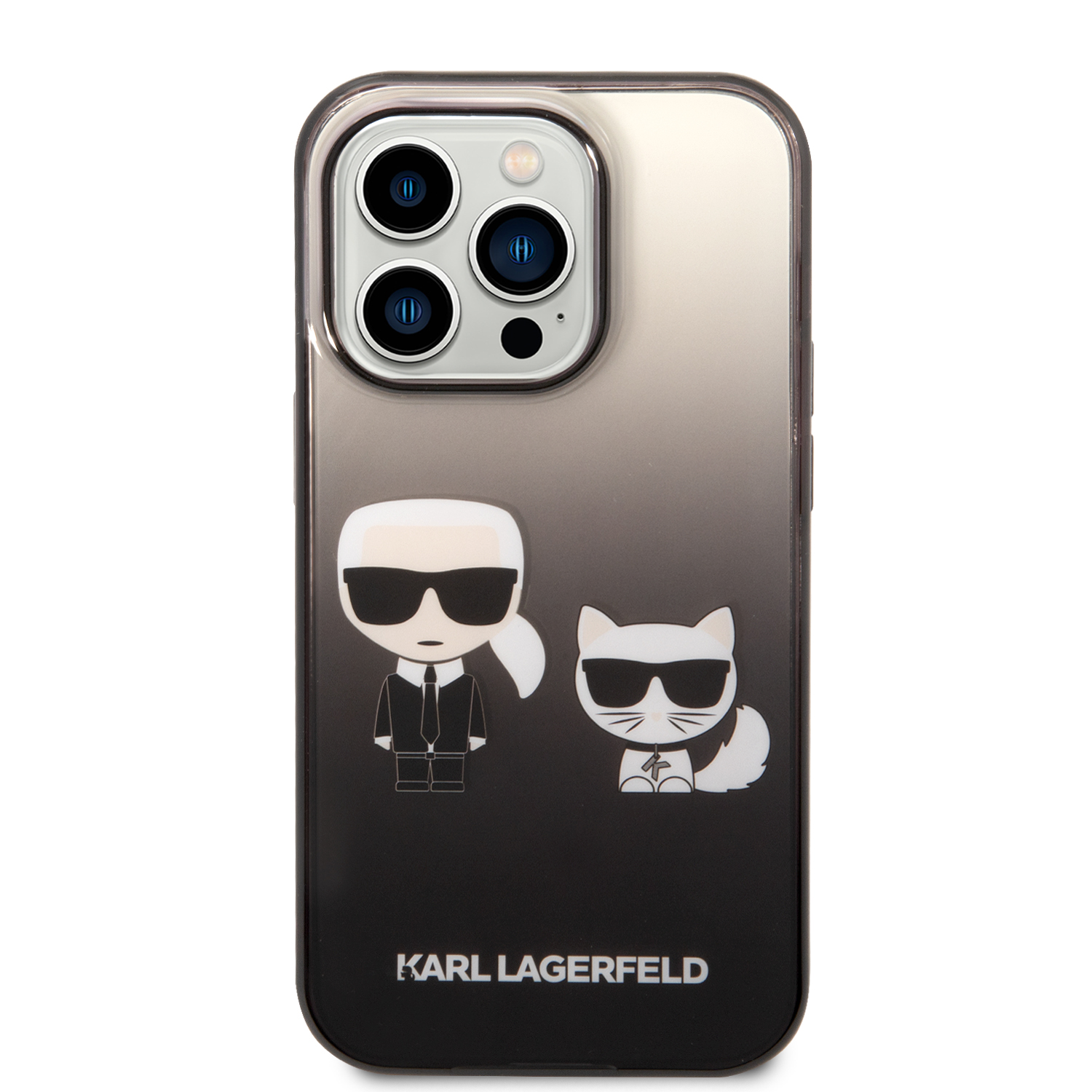 Zadní Kryt Karl Lagerfeld Gradient Karl and Choupette pro Apple iPhone 14 Pro, černá