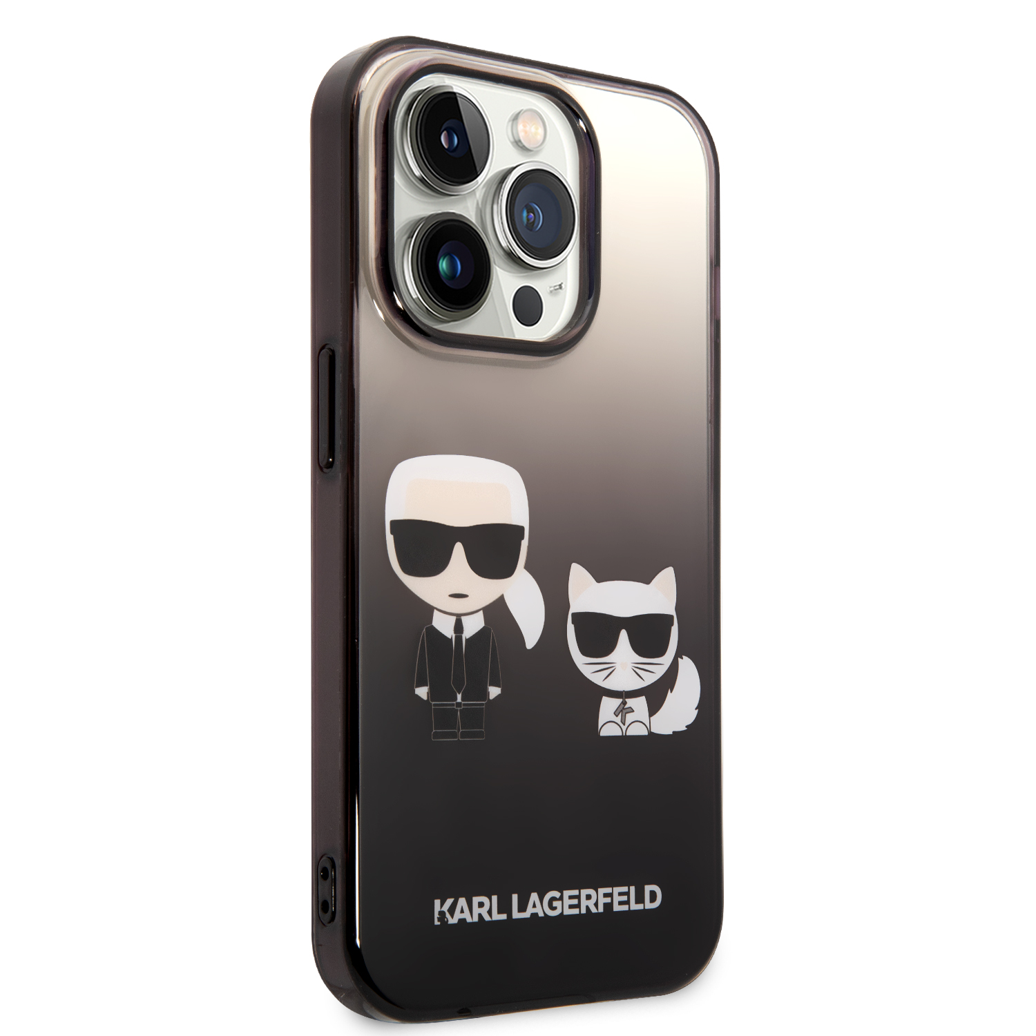 Zadní Kryt Karl Lagerfeld Gradient Karl and Choupette pro Apple iPhone 14 Pro, černá