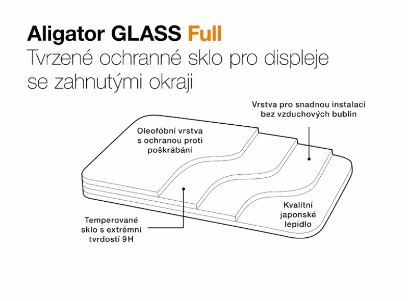 Levně Ochranné tvrzené sklo ALIGATOR GLASS FULL Honor 70, černá