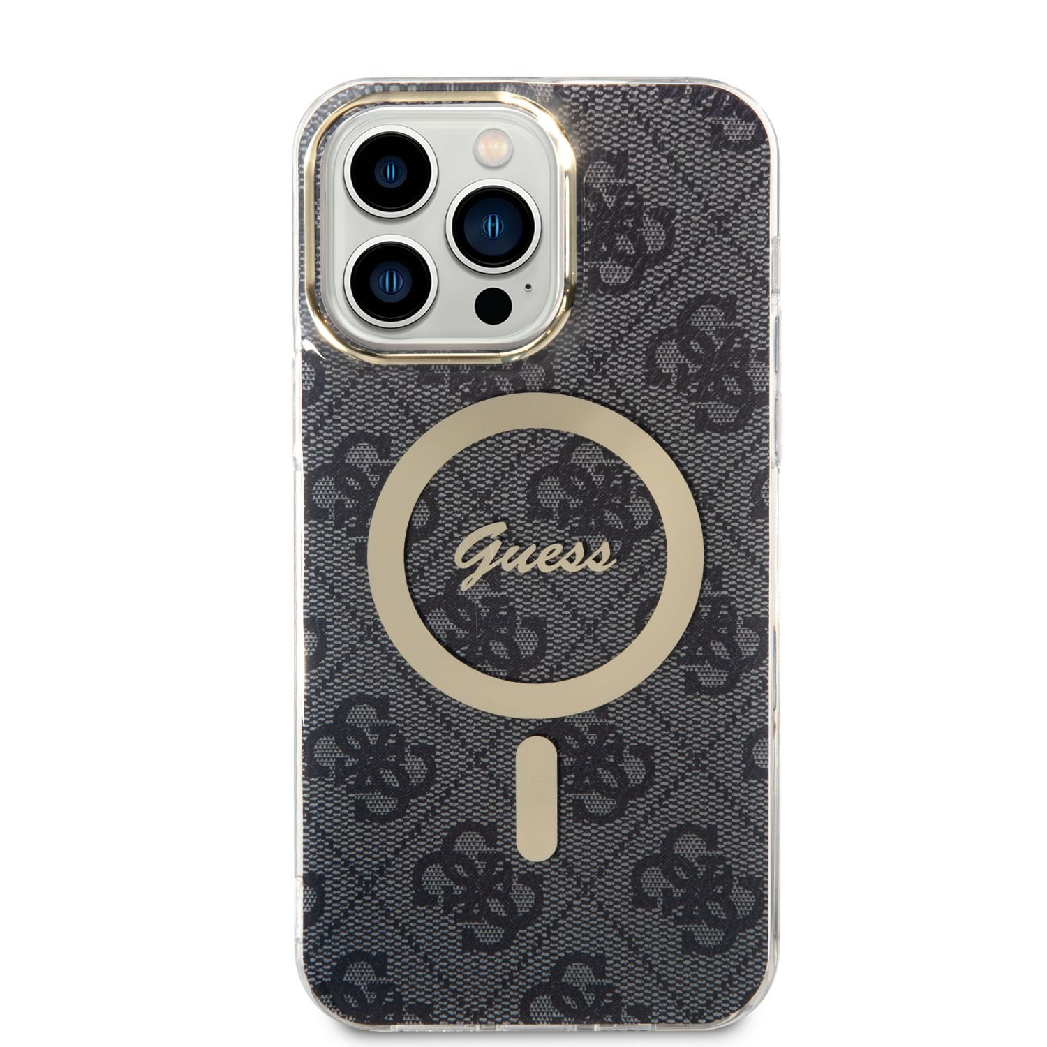 Kompatibilní zadní kryt Guess 4G MagSafe + bezdrátová nabíječka pro Apple iPhone 14 Pro Max, černá