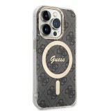 Kompatibilní zadní kryt Guess 4G MagSafe + bezdrátová nabíječka pro Apple iPhone 14 Pro, černá